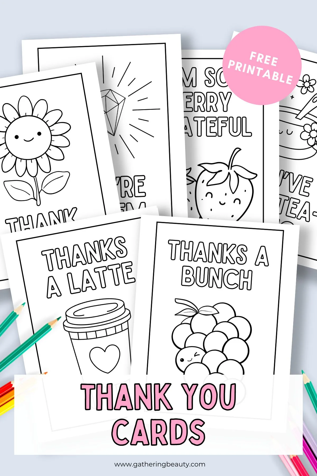 free printable thank you cards to colour — gathering beauty